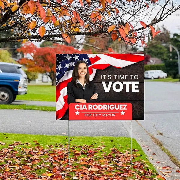 Cia Rodriguez campaign yard sign for city mayor.