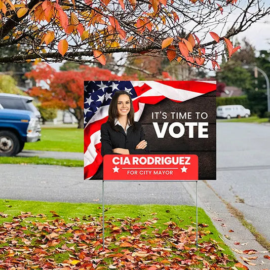 Cia Rodriguez campaign yard sign for city mayor.