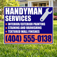 Handyman Services - Royal Blue & Orange Wrench Handyman Services Yard Sign – 24 x 18 YardSigns.com