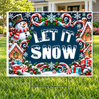 Christmas Greeting - Snowman & Candy Cane Christmas Yard Sign Template – Custom Message – 24 x 18 YardSigns.com