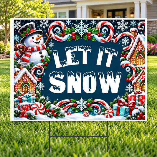 Christmas Greeting - Snowman & Candy Cane Christmas Yard Sign Template – Custom Message – 24 x 18 YardSigns.com