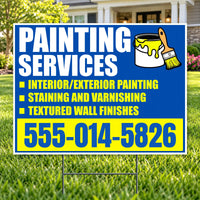 Painters Sign - Royal Blue & Yellow Painting Services Yard Sign – 24 x 18 YardSigns.com