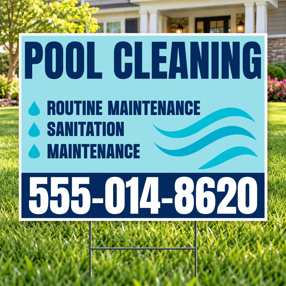 Pool Cleaners - Water Drop & Wave Pool Cleaning Yard Sign – 24 x 18 - Yardsigns.com YardSigns.com