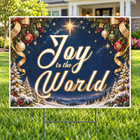 Christmas Greeting - Navy & Gold Winter Star Christmas Yard Sign Template – Custom Message – 24 x 18 YardSigns.com