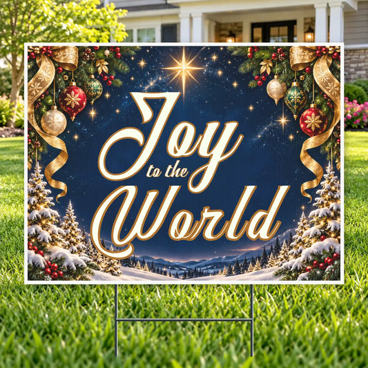 Christmas Greeting - Navy & Gold Winter Star Christmas Yard Sign Template – Custom Message – 24 x 18 YardSigns.com