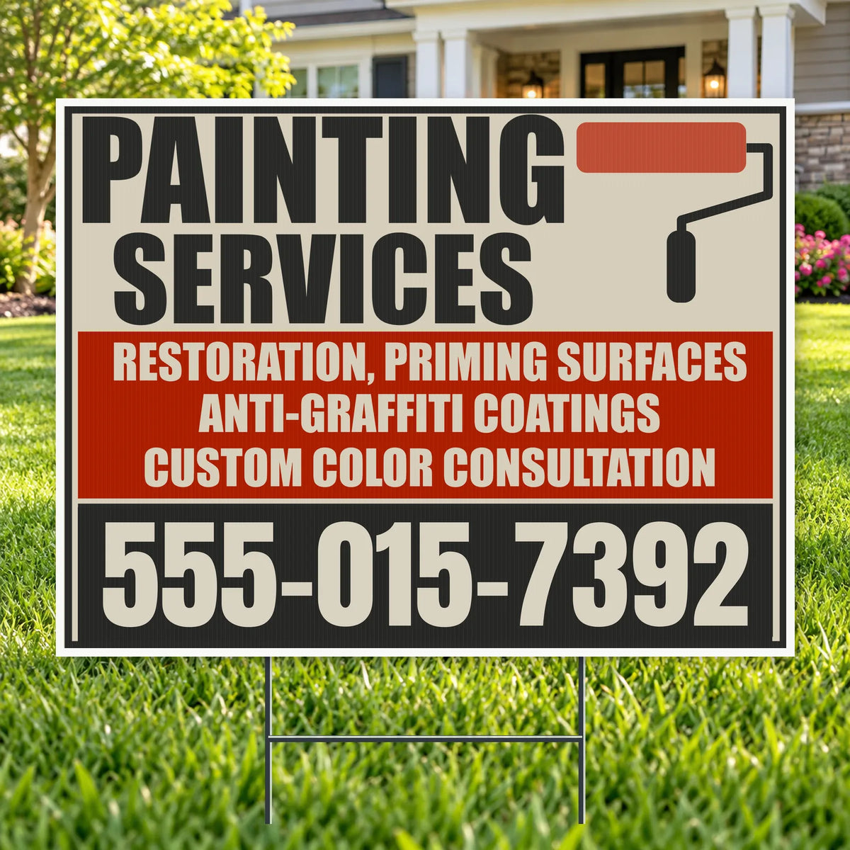 Painters Sign - Terracotta & Cream Painting Services Yard Sign – 24 x 18 YardSigns.com