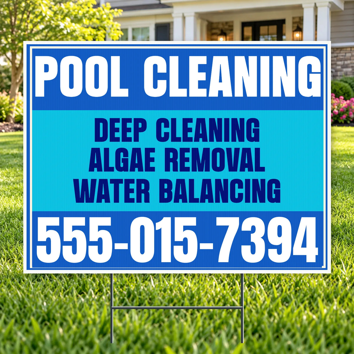 Pool Cleaners - Ocean Blue Pool Maintenance Yard Sign – 24 x 18 - Yardsigns.com YardSigns.com