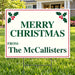 Christmas - Family holiday greeting - Cream, Forest Green & Holly Merry Christmas Family Yard Sign – 24 x 18 YardSigns.com