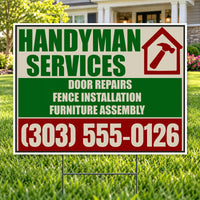 Handyman Services - Forest Green & Brown House Handyman Services Yard Sign – 24 x 18