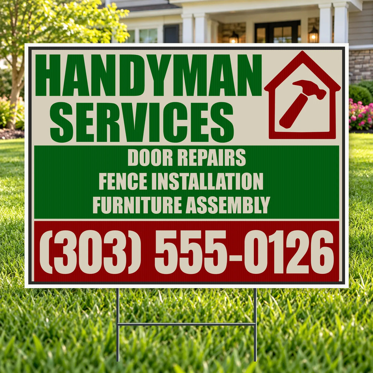 Handyman Services - Forest Green & Brown House Handyman Services Yard Sign – 24 x 18