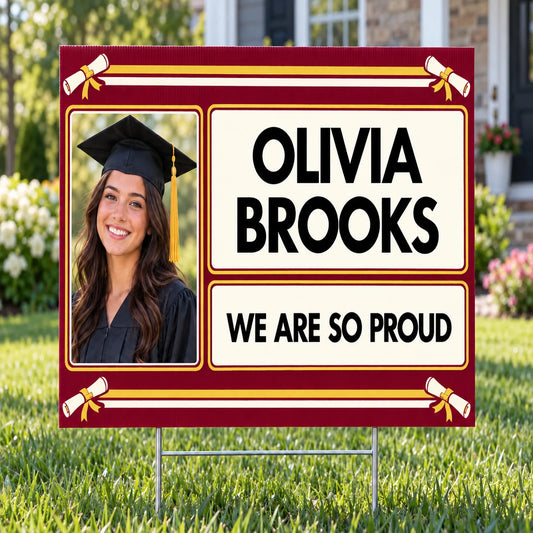 Graduation Signs - Classic Maroon Proud Graduate - Yardsigns.com YardSigns.com