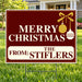 Christmas - Family holiday greeting - Burgundy & Gold Ornaments Merry Christmas Family Yard Sign – 24 x 18 YardSigns.com