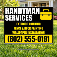 Handyman Services - Charcoal & Yellow Toolbox Handyman Services Yard Sign – 24 x 18