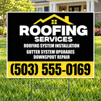 Roofers Signs - Charcoal & Yellow Roofline Roofing Services Yard Sign – 24 x 18 YardSigns.com