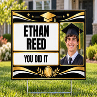 Graduation Signs - Classic Black Gold You Did It - Yardsigns.com YardSigns.com