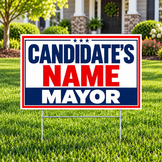 Mayor - Red Frame Candidate Campaign - Yardsigns.com YardSigns.com