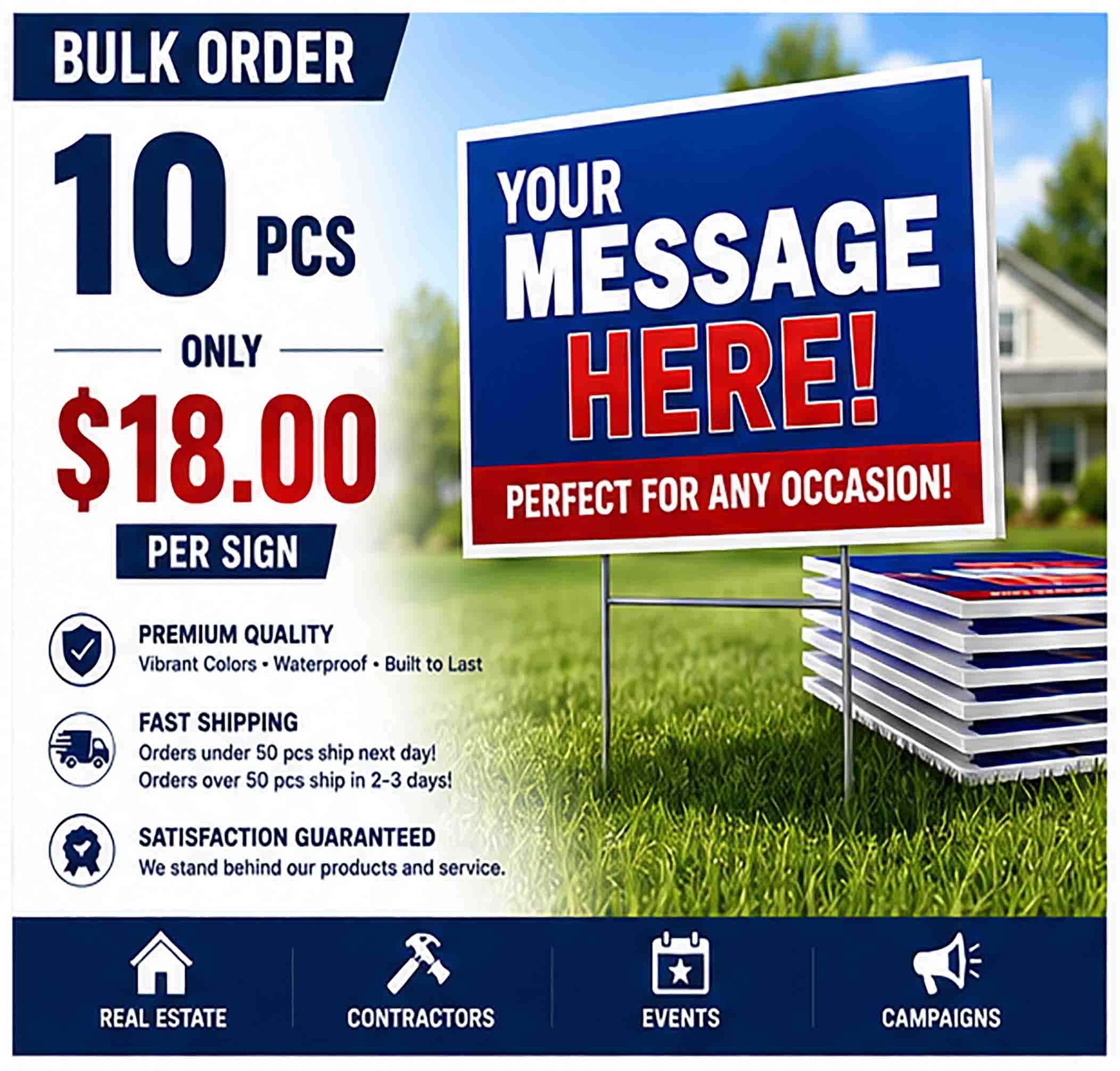 Bulk Signs - 10 Signs YardSigns.com