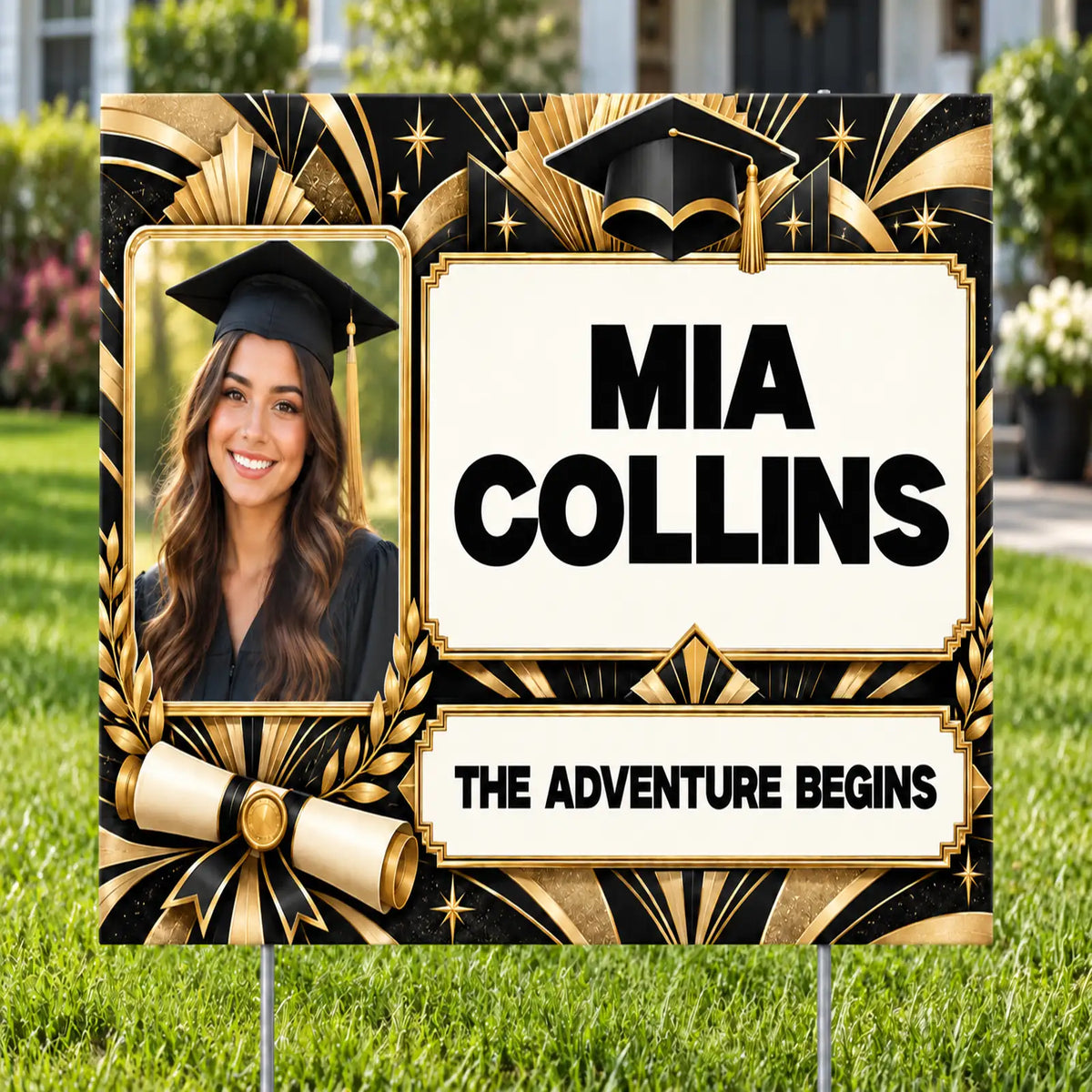 Graduation Signs - Premium Art Deco Achievement - Yardsigns.com YardSigns.com