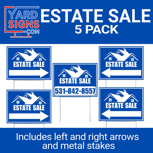 Estate Property Sale Directional Signs - With Arrows and Metal Stakes - YardSigns.com