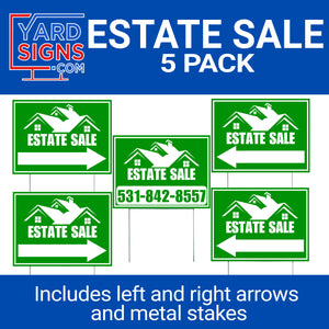 Estate Property Sale Directional Signs - With Arrows and Metal Stakes - YardSigns.com