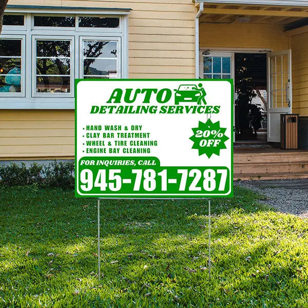 Detailing Sign Auto Detailing Services - Hand Wash Dry, Clay Bar Treatment, Wheel ...