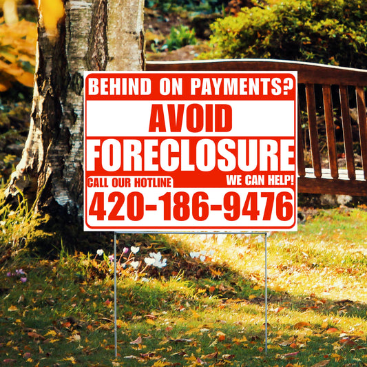 Real Estate - Avoid Foreclosure - Behind on Payments? We Can Help - White and Chili Red Design