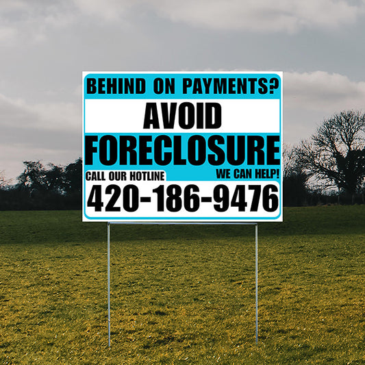 Real Estate - Avoid Foreclosure - Behind on Payments? We Can Help - White and Aqua Blue Design