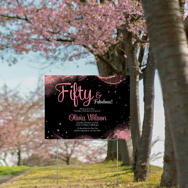 Special Events - Birthday Signs - 50th Birthday - Pink Fab - YardSigns.com