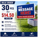 Bulk order advertisement for 30 yard signs at $14.50 each.