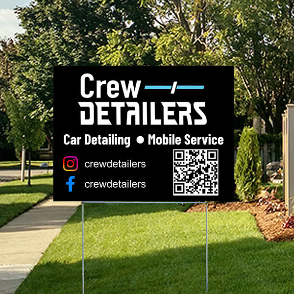 Auto Detailing Services - Car Detailing - Mobile Service with QR Code - 50 Signs