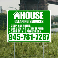 Cleaners/Maids Signs - House Cleaning Services - Deep Cleaning, Vacuuming & Sweeping, Carpet & Upholstery - Plain Green White Design