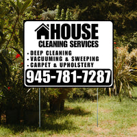 Cleaners/Maids Signs - House Cleaning Services - Deep Cleaning,  Vacuuming & Sweeping, Carpet & Upholstery - Plain Black White Design