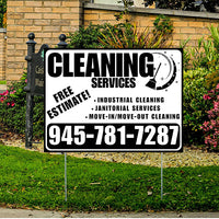 Cleaners/Maids Signs - Cleaning Services - Industrial Cleaning, Janitorial Services, Move-In/Move-Out Cleaning with Free Estimate - Plain Black White Design