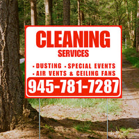 Cleaners/Maids Signs - Cleaning Services - Dusting, Special Events, Air Vents & Ceiling Fans - Plain Chili Red White Design
