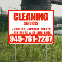Cleaners/Maids Signs - Cleaning Services - Dusting, Special Events, Air Vents & Ceiling Fans - Plain Chili Red White Design