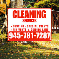 Cleaners/Maids Signs - Cleaning Services - Dusting, Special Events, Air Vents & Ceiling Fans - Plain Chili Red White Design