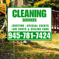 Cleaners/Maids Signs - Cleaning Services - Dusting, Special Events, Air Vents & Ceiling Fans - Plain Green White Design