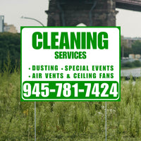 Cleaners/Maids Signs - Cleaning Services - Dusting, Special Events, Air Vents & Ceiling Fans - Plain Green White Design