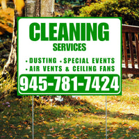Cleaners/Maids Signs - Cleaning Services - Dusting, Special Events, Air Vents & Ceiling Fans - Plain Green White Design