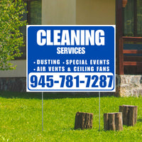 Cleaners/Maids Signs - Cleaning Services - Dusting, Special Events, Air Vents & Ceiling Fans - Plain Blue White Design