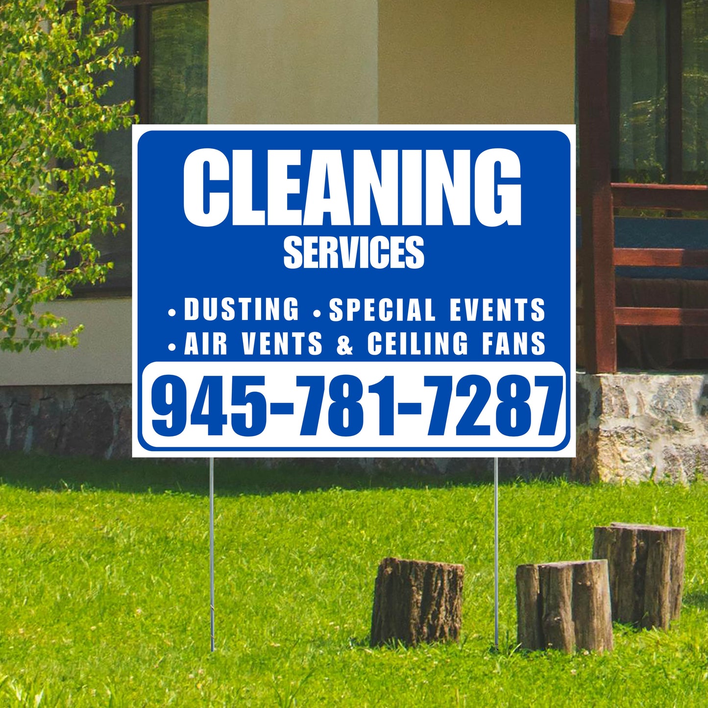 Cleaners/Maids Signs - Cleaning Services - Dusting, Special Events, Air Vents & Ceiling Fans - Plain Blue White Design