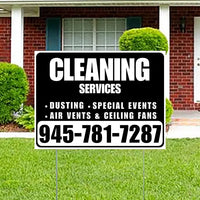 Cleaners/Maids Signs - Cleaning Services - Dusting, Special Events, Air Vents & Ceiling Fans - Plain Black White Design YardSigns.com