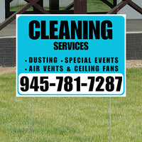 Cleaners/Maids Signs - Cleaning Services - Dusting, Special Events, Air Vents & Ceiling Fans - Plain Aqua Blue White Design