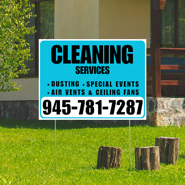 Cleaners/Maids Signs - Cleaning Services - Dusting, Special Events, Air Vents & Ceiling Fans - Plain Aqua Blue White Design