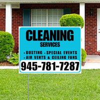 Cleaners/Maids Signs - Cleaning Services - Dusting, Special Events, Air Vents & Ceiling Fans - Plain Aqua Blue White Design