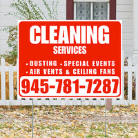 Cleaners/Maids Signs - Cleaning Services - Dusting, Special Events, Air Vents & Ceiling Fans - Plain White Chili Red Design