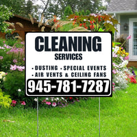 Cleaners/Maids Signs - Cleaning Services - Dusting, Special Events, Air Vents & Ceiling Fans - Plain White Black Design