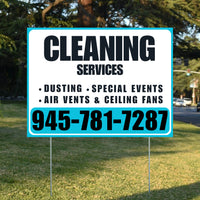 Cleaners/Maids Signs - Cleaning Services - Dusting, Special Events, Air Vents & Ceiling Fans - Plain White Aqua Blue Design
