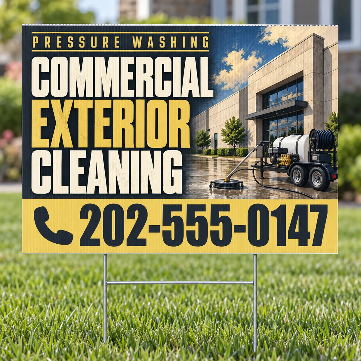 Pressure Washing - Commercial Exterior Cleaning Yard Sign - Charcoal & Gold - 24 x 18