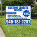 Custom Closets - Space Optimization, Shelving and Hanging Areas,  Drawers and Bins with Price Tag - Plain White Blue Design YardSigns.com